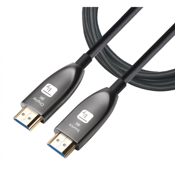 Techly HDMI 2.1 aktív optikai kábel, 8K 48Gbps, 15 méter, fekete