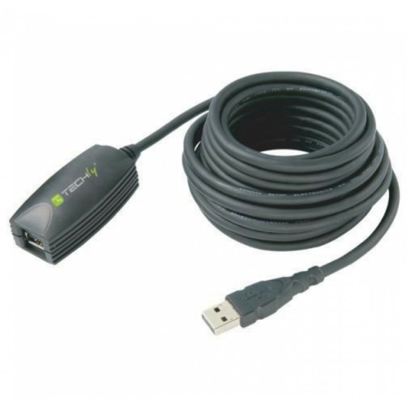 Techly USB 3.0 aktív hosszabbító kábel, 5 méter, fekete