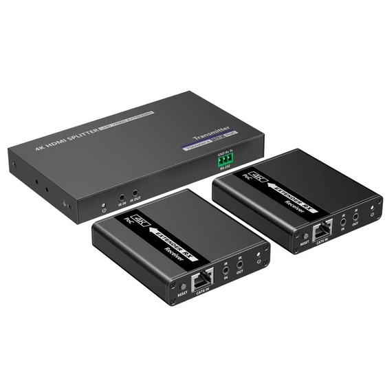 Techly 1 in 2 out 4K HDMI extender és splitter, Cat.6, 70 méter