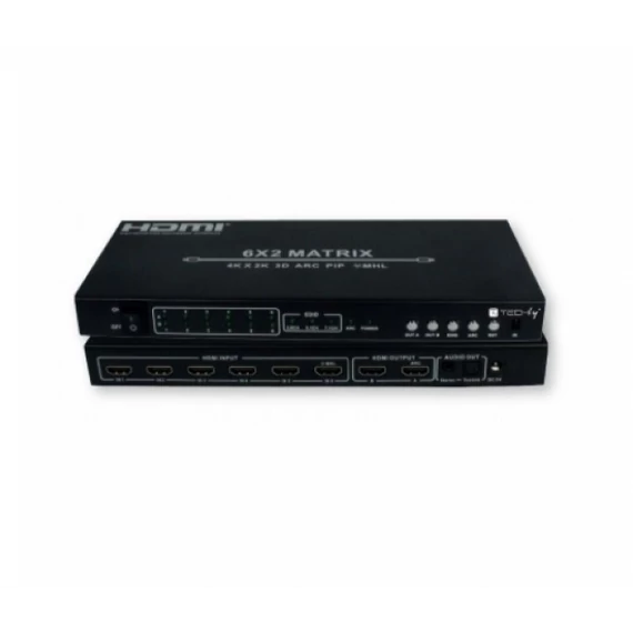 Techly HDMI switch mátrix, 6x2, 4K Ultra HD, MHL