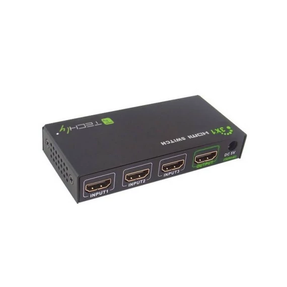 Techly HDMI switch, 3 in 1 out, 4K Ultra HD, IR