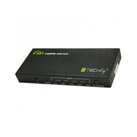 Techly HDMI switch, 5 in 1 out, 4K Ultra HD, IR