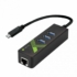 Kép 1/3 - Techly átalakító, USB C -> Ethernet + 3 port USB 3.0 Hub