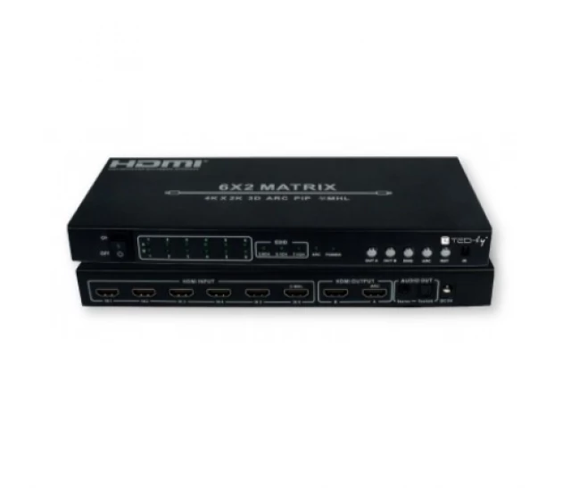 Techly HDMI switch mátrix, 6x2, 4K Ultra HD, MHL